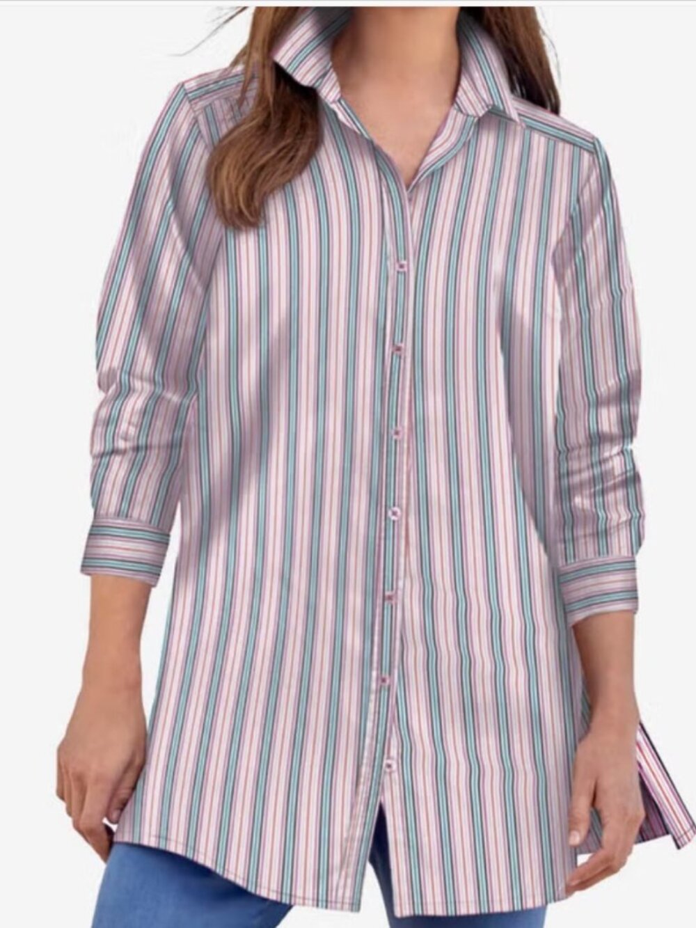 Roman's - Kate Long Sleeve Cotton- Blend - Botton Front - NWT - 22W